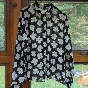 Reformation long sleeve button-up flower blouse